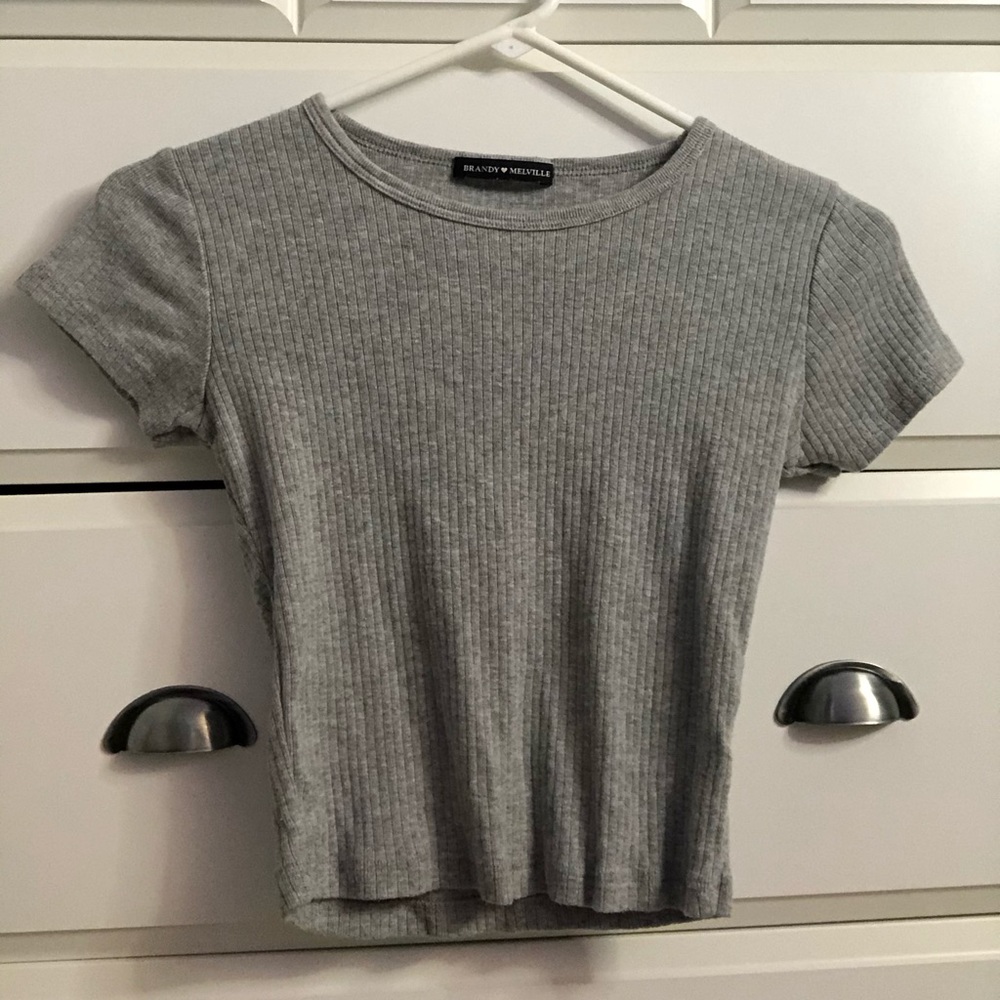gray short sleeve Brandy Melville top